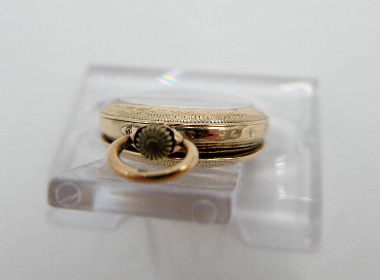 kleine BF Damen Taschenuhr 1930-40er GOLD 585 14K Schweiz Emaille floral 29mm - Antikhandel-Stuttgart