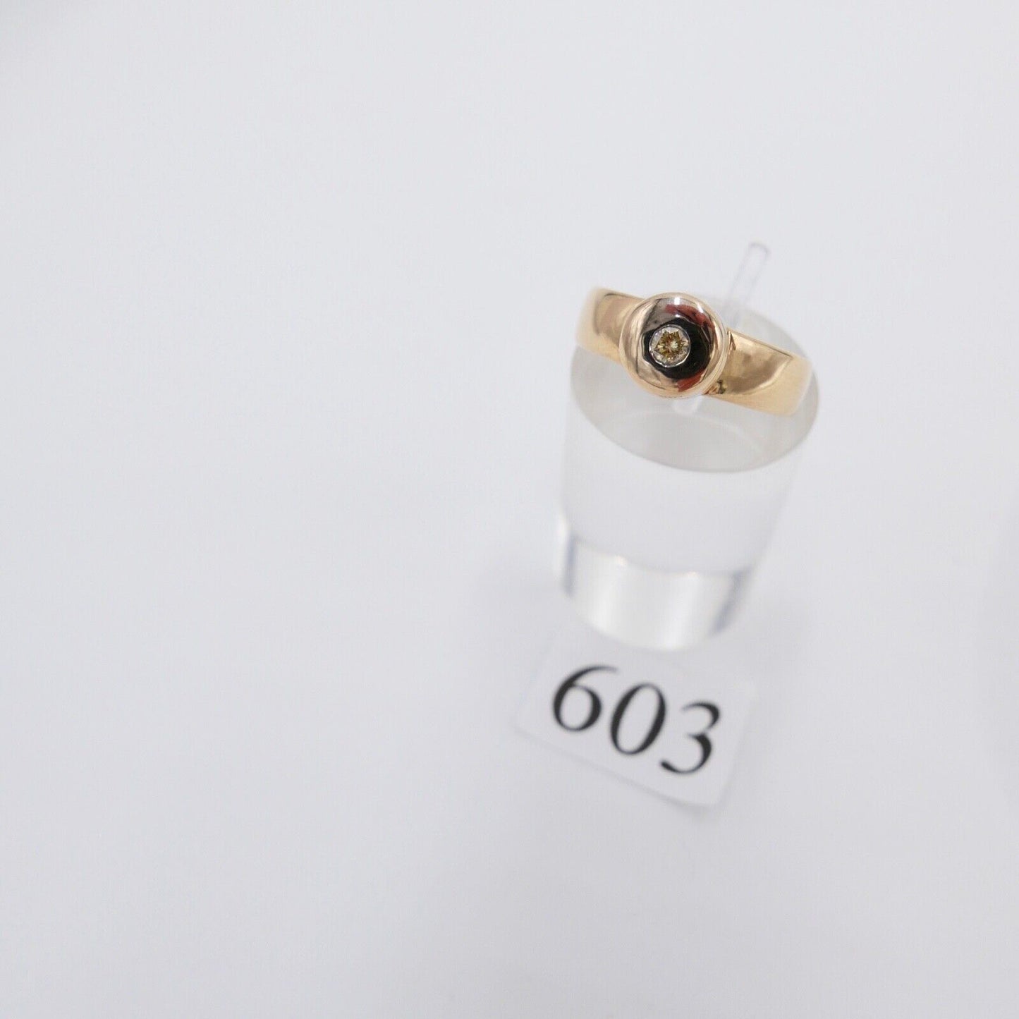 Solitär Bicolor Brillant 585 14K Fancy Yellow Gold Damen Ring 0,12 Ct Gr. 57 SI - Antikhandel-Stuttgart