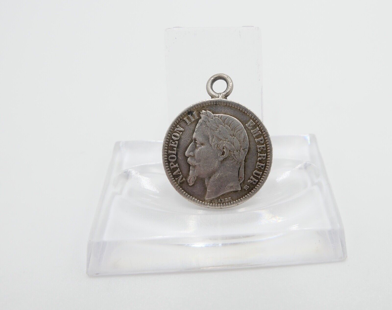 Silber Münze 1 Francs 1866 gefasst Frankreich Napoleon III ss-vz - Antikhandel-Stuttgart