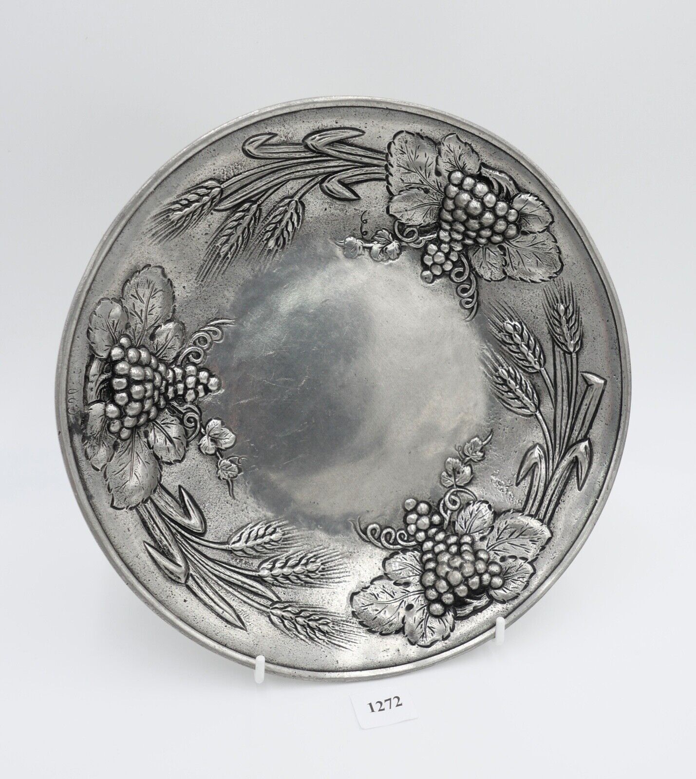 Zinn Teller Ø 25 cm 0,81 Kg Weinreben Trauben Getreide Wandteller Ritter 1766 OG - Antikhandel-Stuttgart