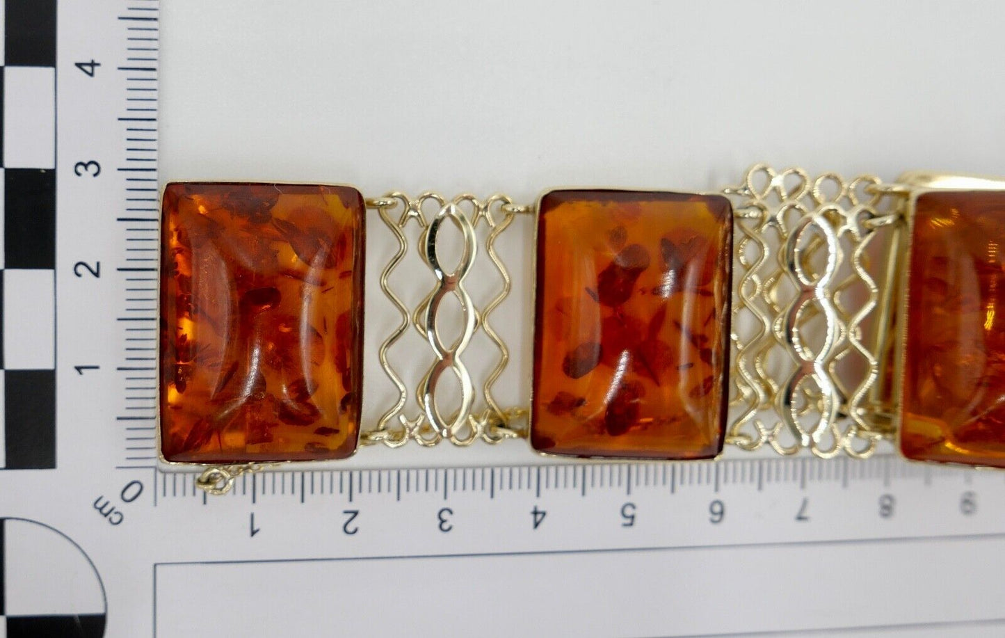 333 Gelbgold FKE Damen Bernstein Glieder Armband 19,3 cm - Antikhandel-Stuttgart