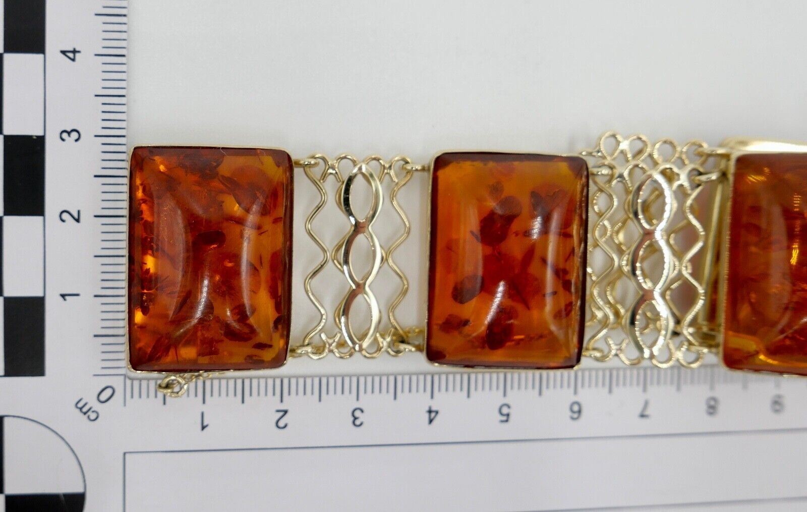 333 Gelbgold FKE Damen Bernstein Glieder Armband 19,3 cm - Antikhandel-Stuttgart