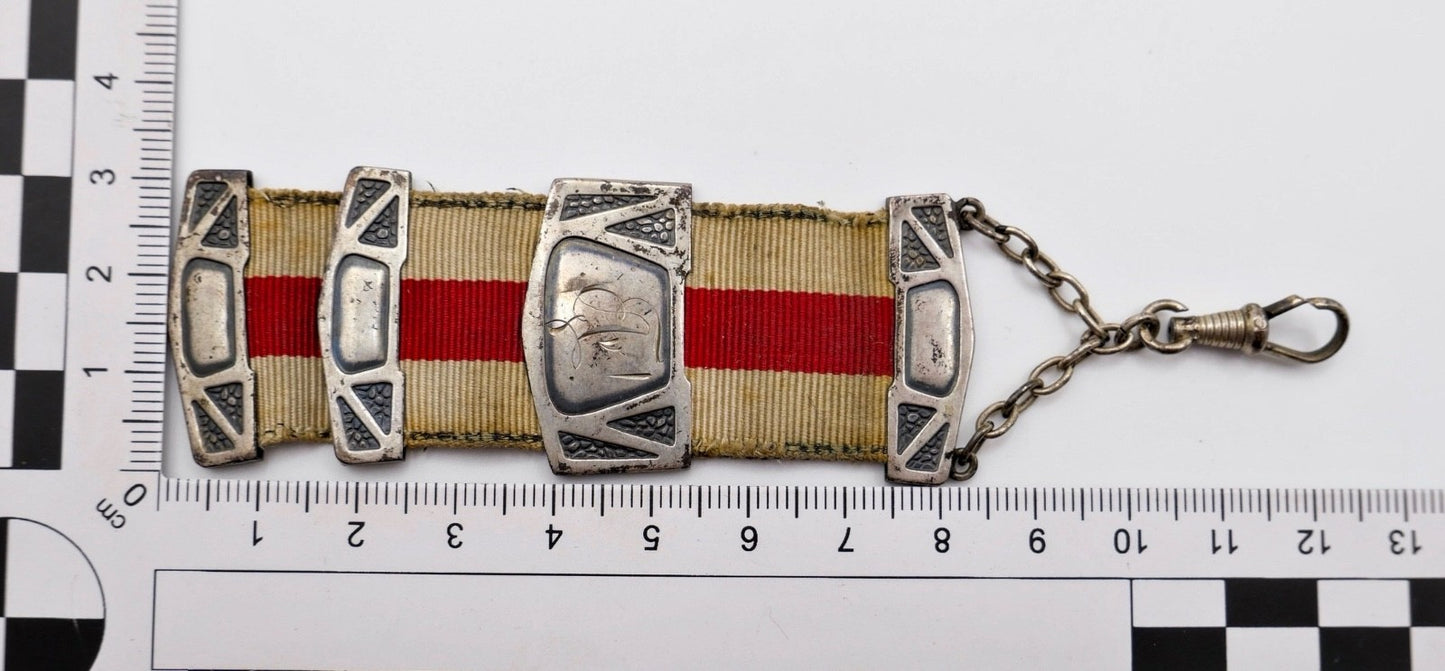 Studentika Bierzipfel 800 Silber Jugendstil Monogramm weiß rot Rückseite um 1900