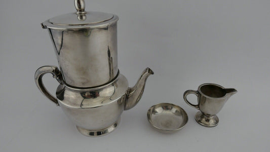 3 Tlg WMF Set Kännchen Schale Kanne Tee Mokka Kaffee NS 1930er 0,3 L 0,03 L - Antikhandel-Stuttgart