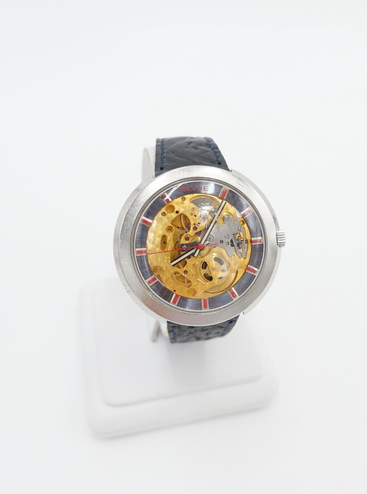 Revue Herren Armbanduhr Skelett Gehäuse Automatic Uhr MSR 1970er Vintage Ø40,7mm - Antikhandel-Stuttgart