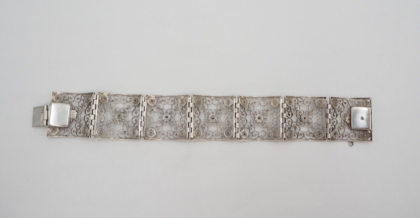 antikes filigranes Silber Armband 835 im Jugendstil floral Blumenmuster - Antikhandel-Stuttgart