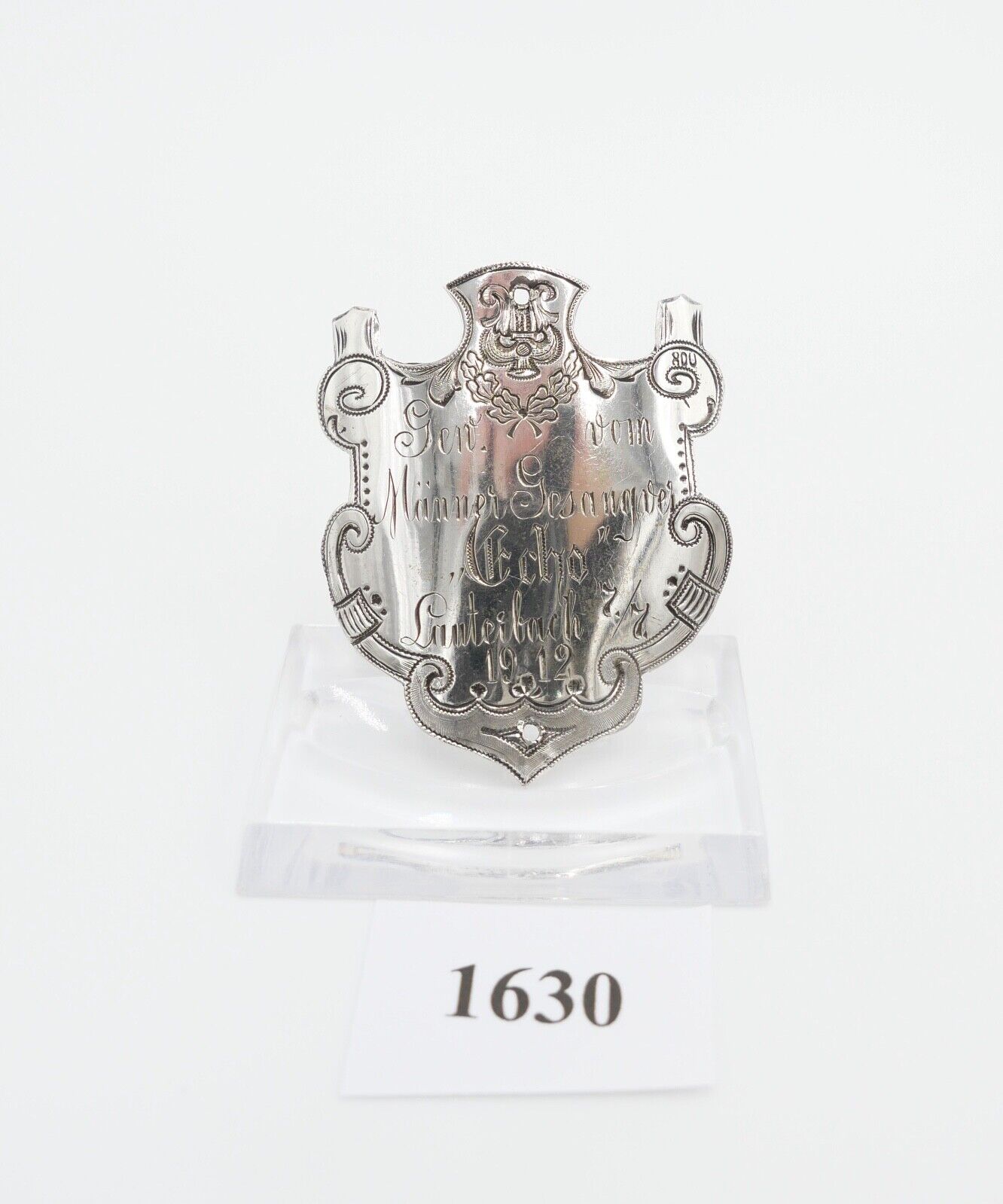 Fahrrad Plakette 1912 Silber 800 Männer Gesangsverein ECHO Lauterbach - Antikhandel-Stuttgart