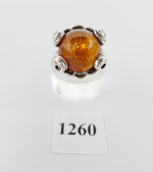 Bernstein Helmut KLEIST Handarbeit Designer Ring Gr. 56 Silber 835 - Antikhandel-Stuttgart