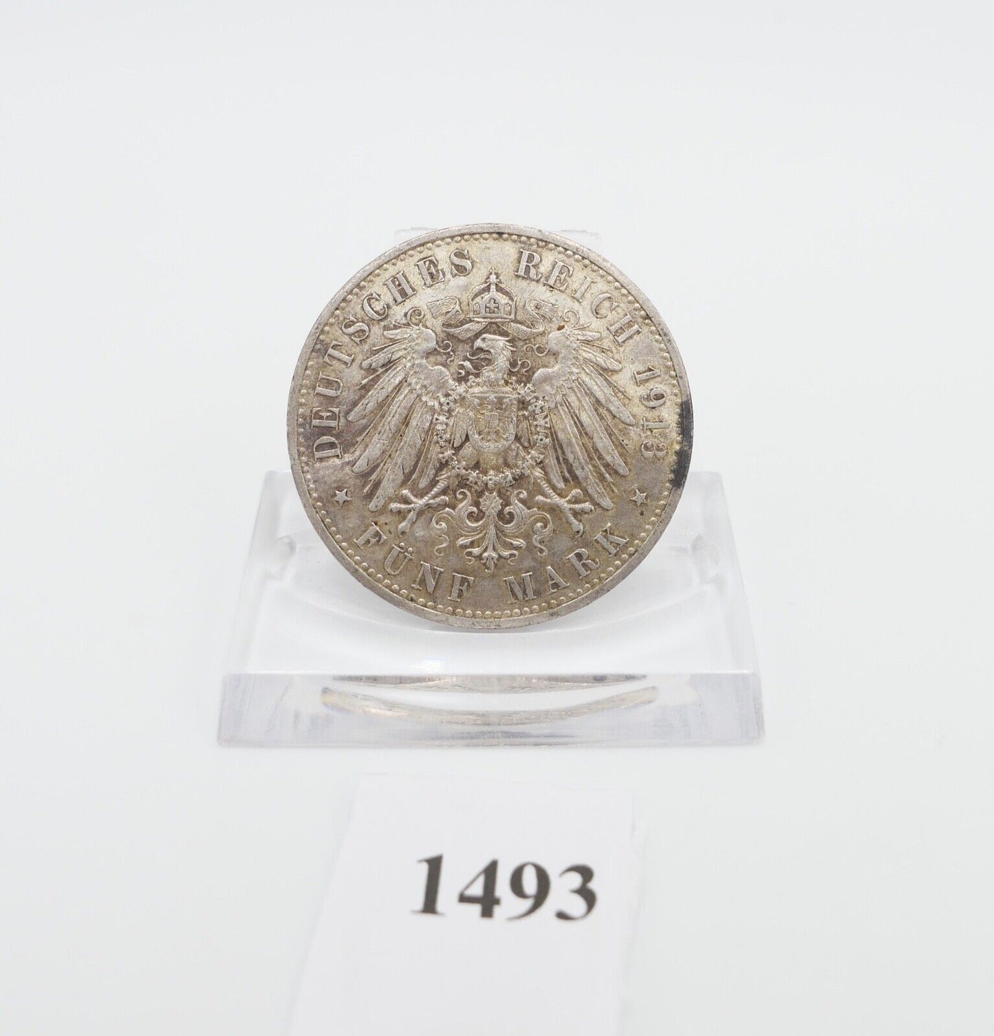 5 Mark 1913 A J.114 PREUSSEN KAISER WILHELM IN UNIFORM Silber 900 - Antikhandel-Stuttgart