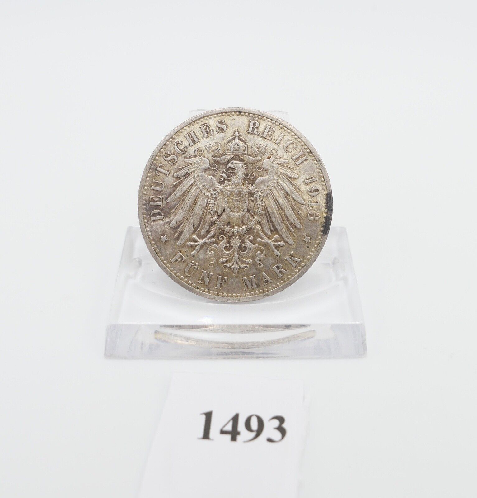 5 Mark 1913 A J.114 PREUSSEN KAISER WILHELM IN UNIFORM Silber 900 - Antikhandel-Stuttgart