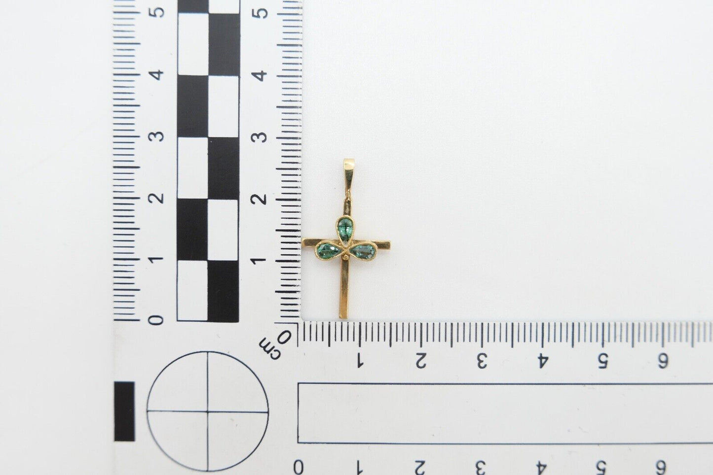 40er Jahre Kreuz Anhänger 333 / 8K Gelbgold Gold Kreuzanhänger Turmalin Tropfen - Antikhandel-Stuttgart