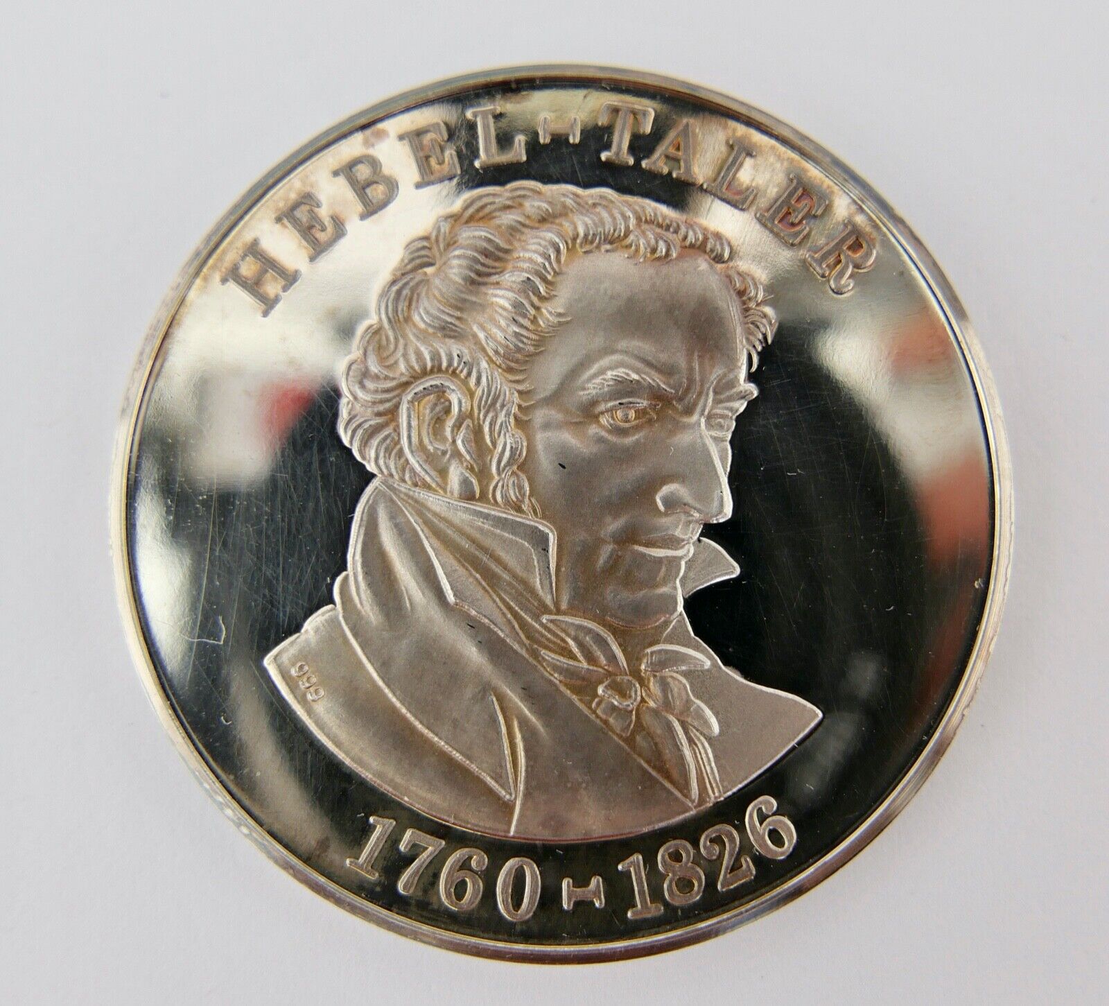 Medaille 1985 Hebel Taler 225. Geburtstag 1760-1826 Johann Peter Hebel 999er PP - Antikhandel-Stuttgart