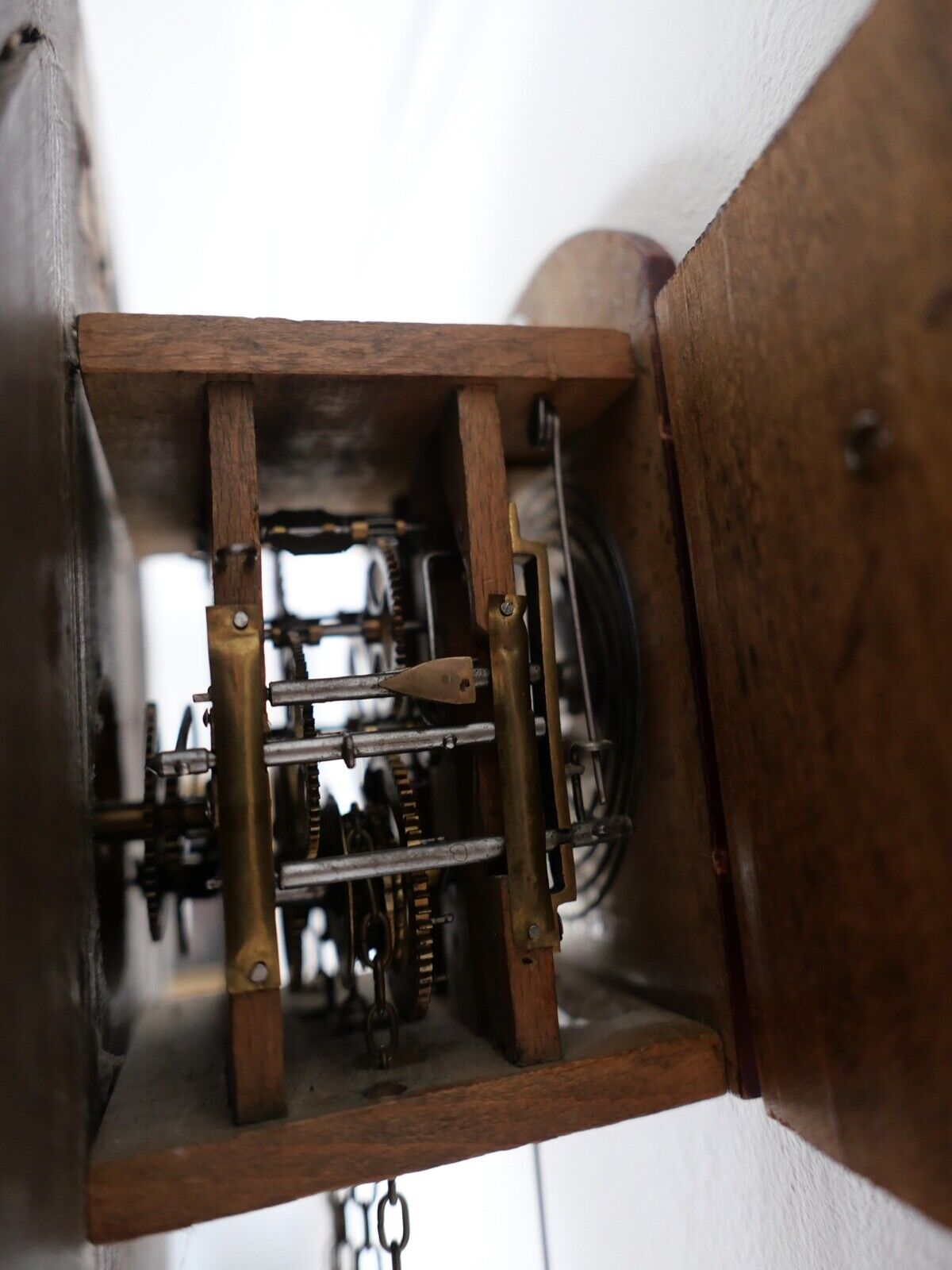 BIEDERMEIER antike Wanduhr Schottenuhr mit Hinterglas 1840 - Antikhandel-Stuttgart