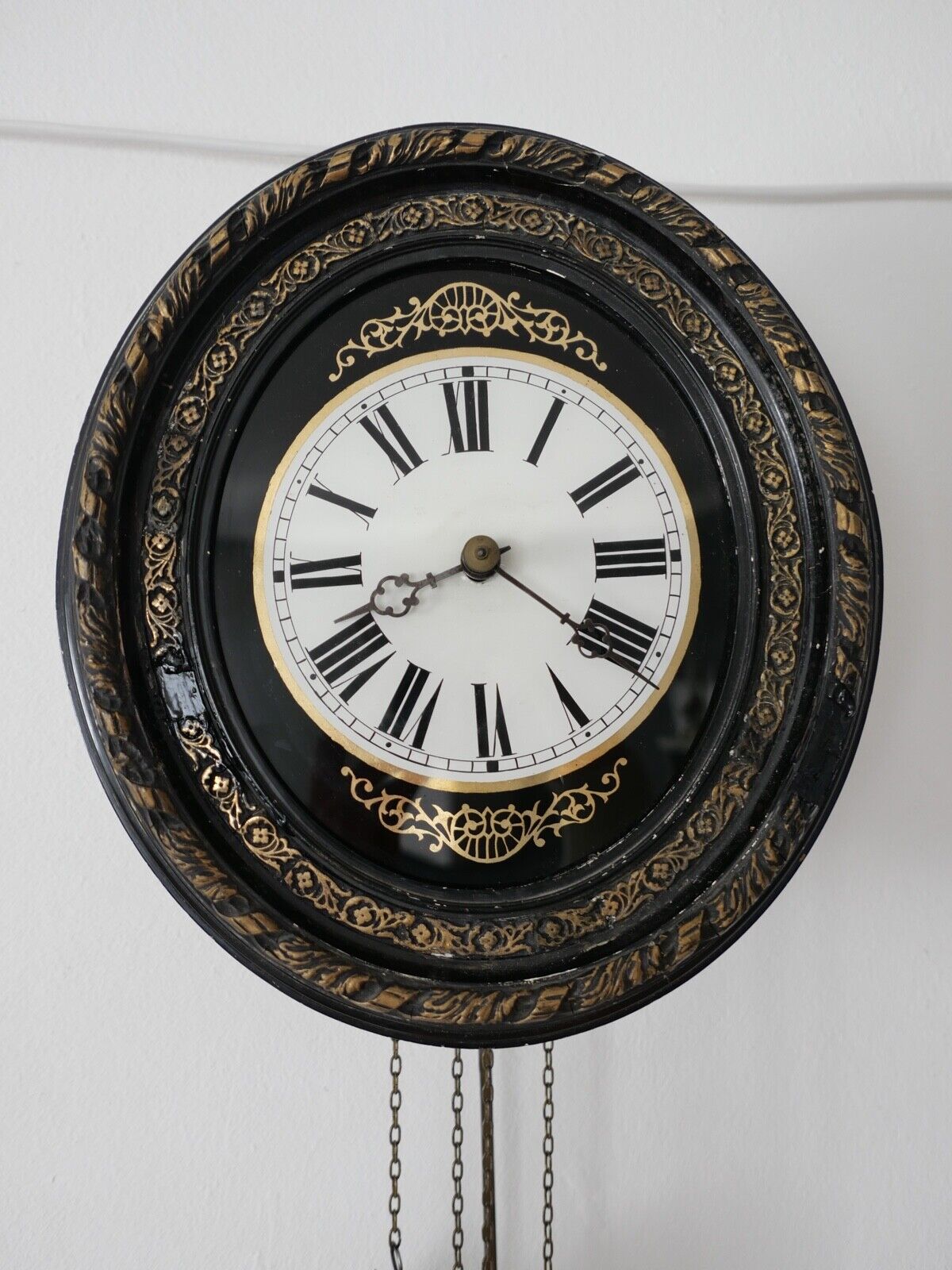 BIEDERMEIER antike Wanduhr Schottenuhr mit Hinterglas 1840 - Antikhandel-Stuttgart