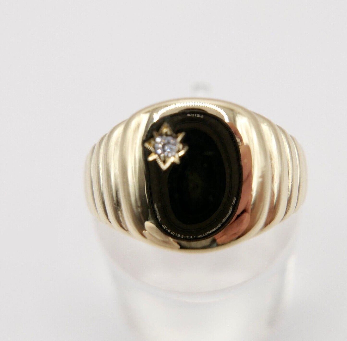 FAVORI Herren Siegel Ring Gelbgold 585 / 14K Gr. 62 mit Diamant / Brillant 80er - Antikhandel-Stuttgart