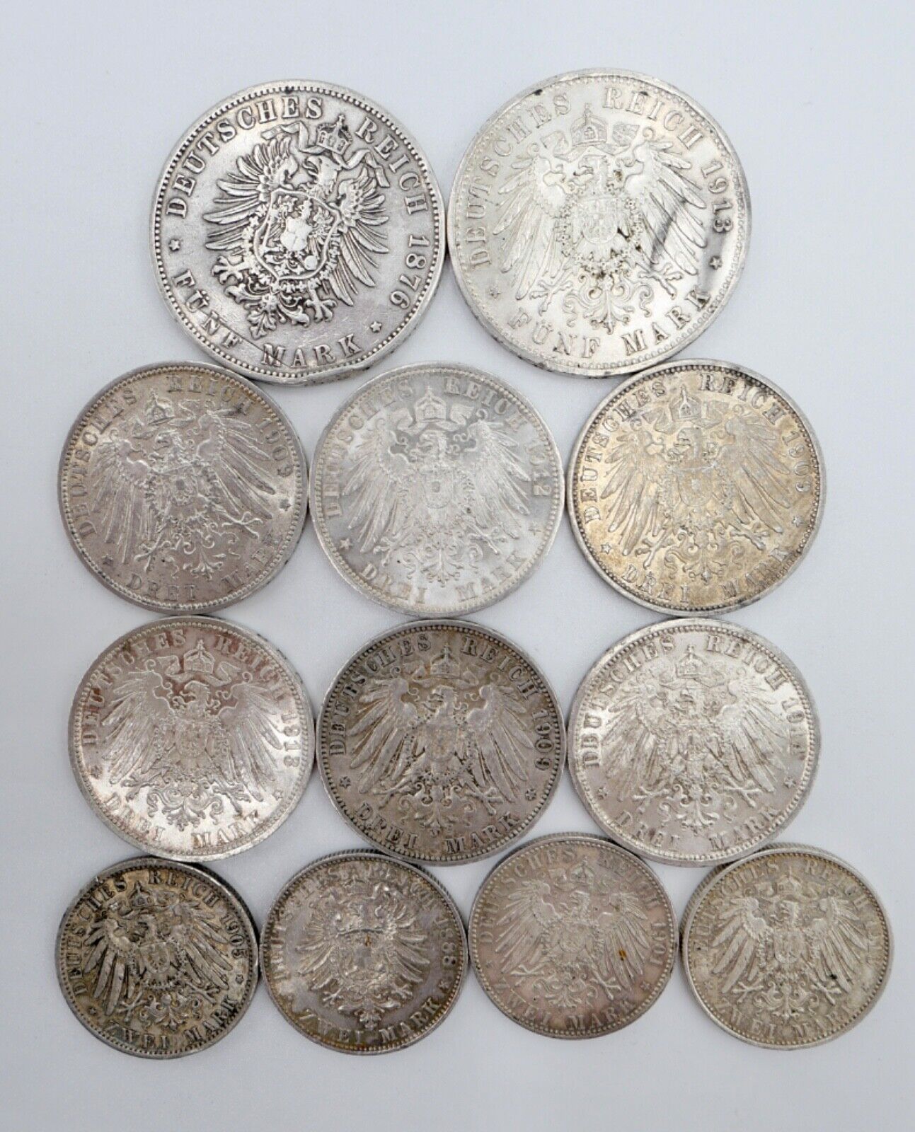 12x 2 3 5 Mark 1876-1914 Preußen Wilhelm Jäger J. 97 98 102 103 111 112 113 114 - Antikhandel-Stuttgart
