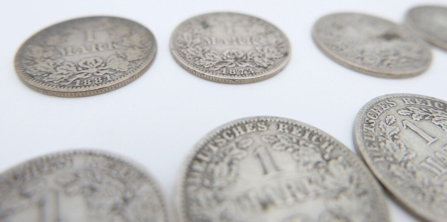 11x 1 Mark Deutsches Reich Jäger J.9 A B D F G 1873 / 1874 / 1875 / 1881 - Antikhandel-Stuttgart