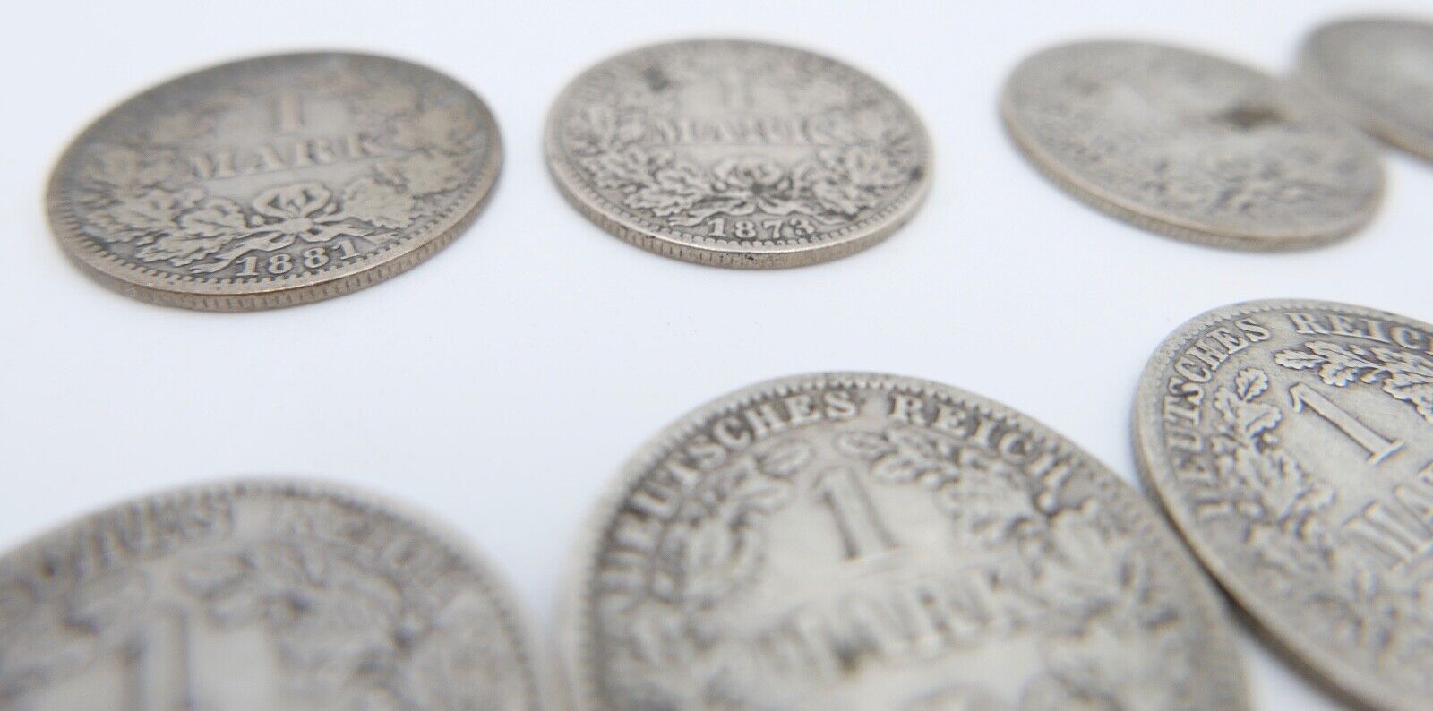 11x 1 Mark Deutsches Reich Jäger J.9 A B D F G 1873 / 1874 / 1875 / 1881 - Antikhandel-Stuttgart