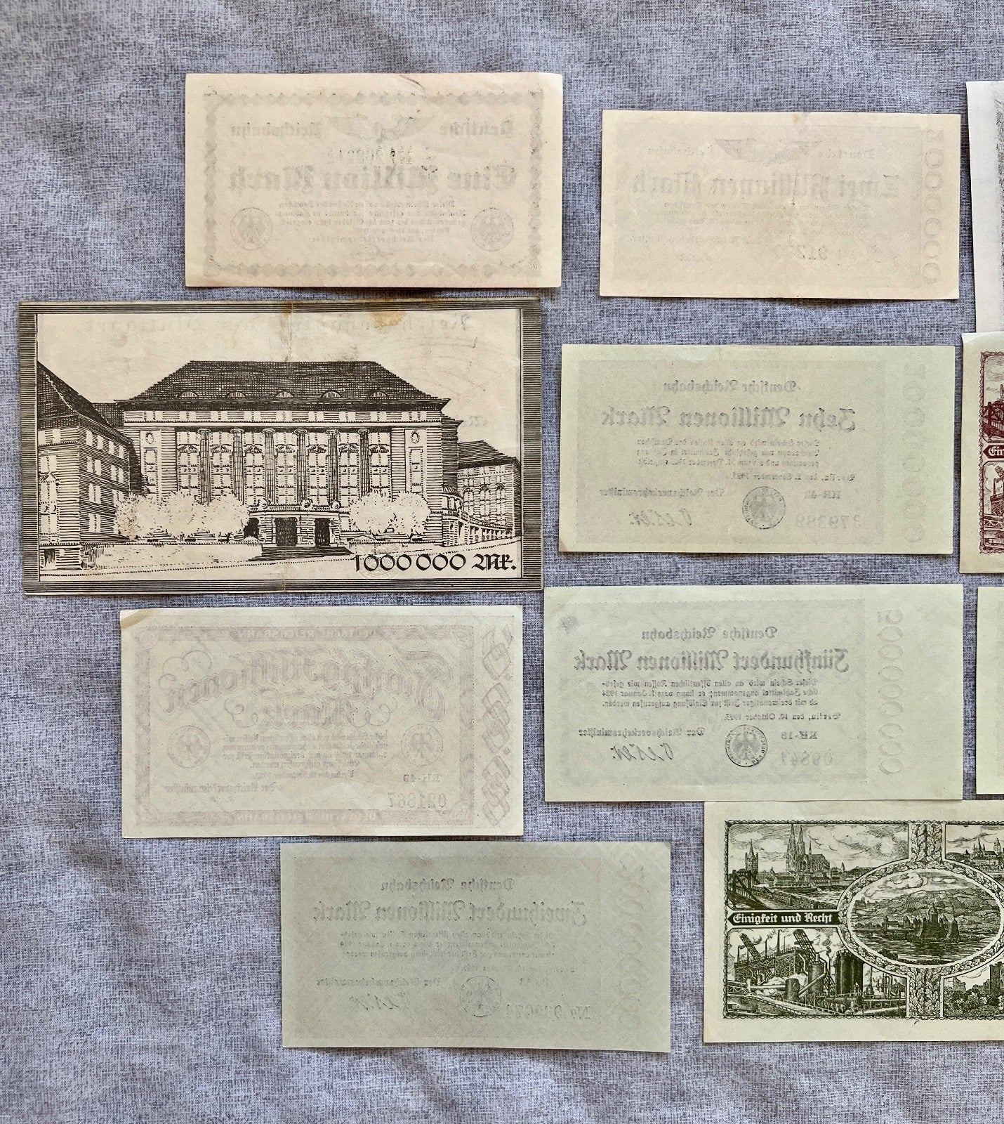 Posten 11x Inflation Geldscheine Banknoten Mio Mrd Mark UNC Reichsbahn Berlin