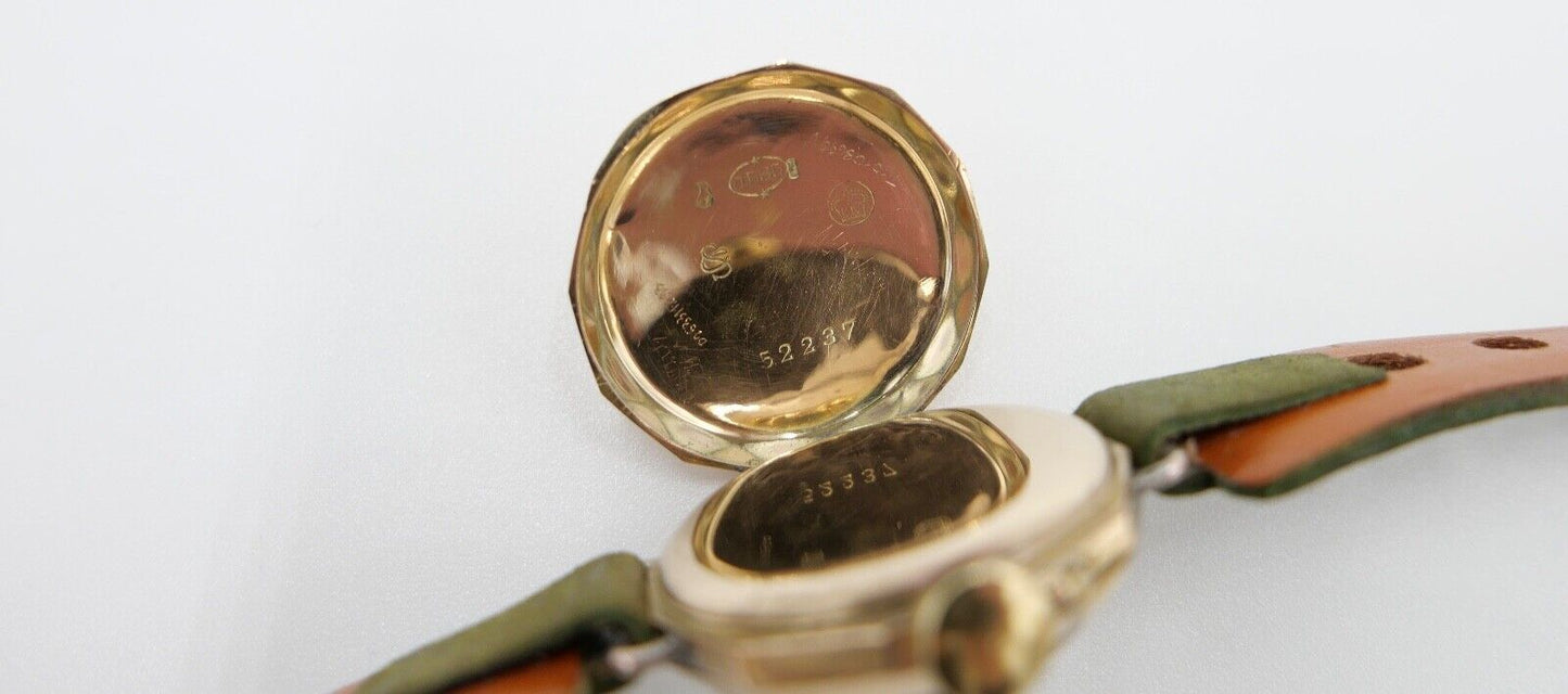 Damenuhr um 1900 floral Blumen Motiv GOLD 585 / 14K Handaufzug neues Band + Glas - Antikhandel-Stuttgart