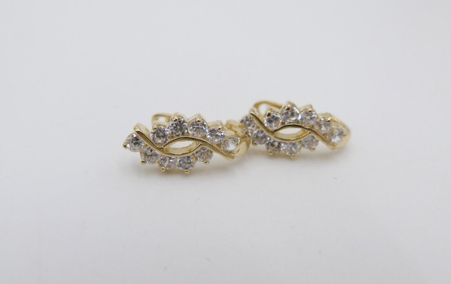 1,2 Ct Zirkonia Diamant Imitat Elegante Creolen Clips Gold 585 14K SARA Ohrringe - Antikhandel-Stuttgart