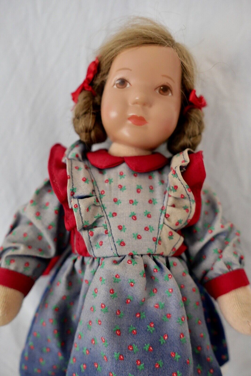 Alte Käthe Kruse Puppe verm. BETTINA Kaethe 26 cm Däumlinchen Braune Augen Zopf - Antikhandel-Stuttgart