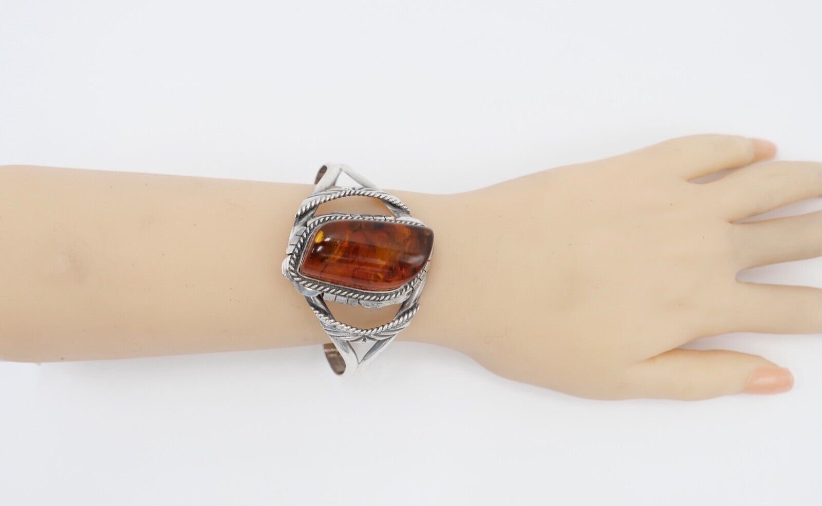 vintage Silber 925 Bernstein Armband Armreif Armspange Sterlingsilber - Antikhandel-Stuttgart