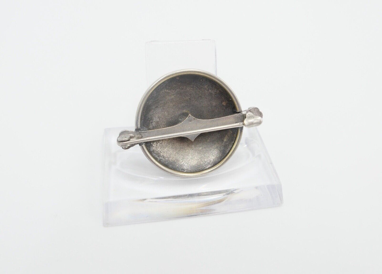 60er Jahre florale Silber Brosche 41 x 30 mm mit Emaille Blumen Rosen - Antikhandel-Stuttgart