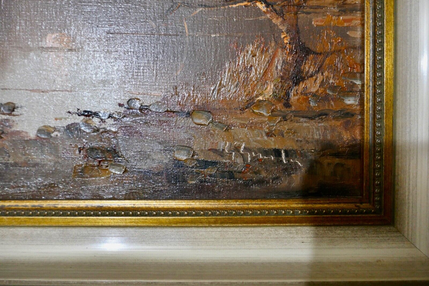 Ölgemälde signiert " Gnocchi " 60er 70er Jahre 48x38cm Landschaft Herbst Wald - Antikhandel-Stuttgart