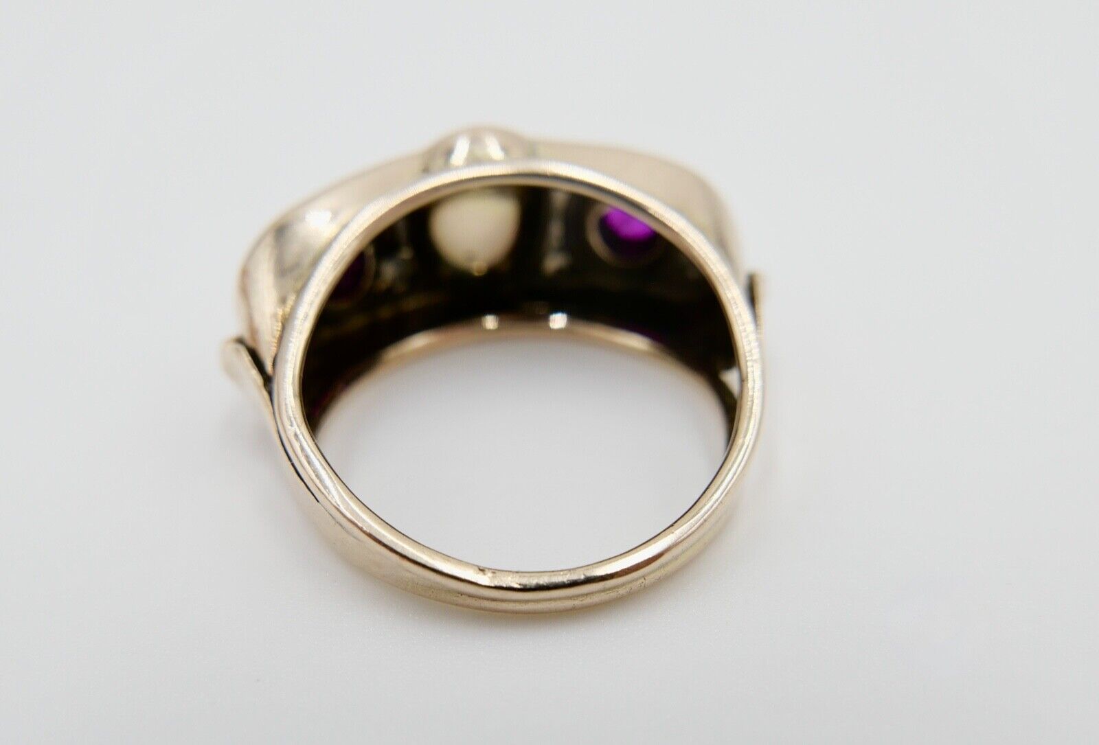 1930er Jahre Diamant Perlen Rubin Damen Gelbgold Ring 585 14K Gr.55 - Antikhandel-Stuttgart