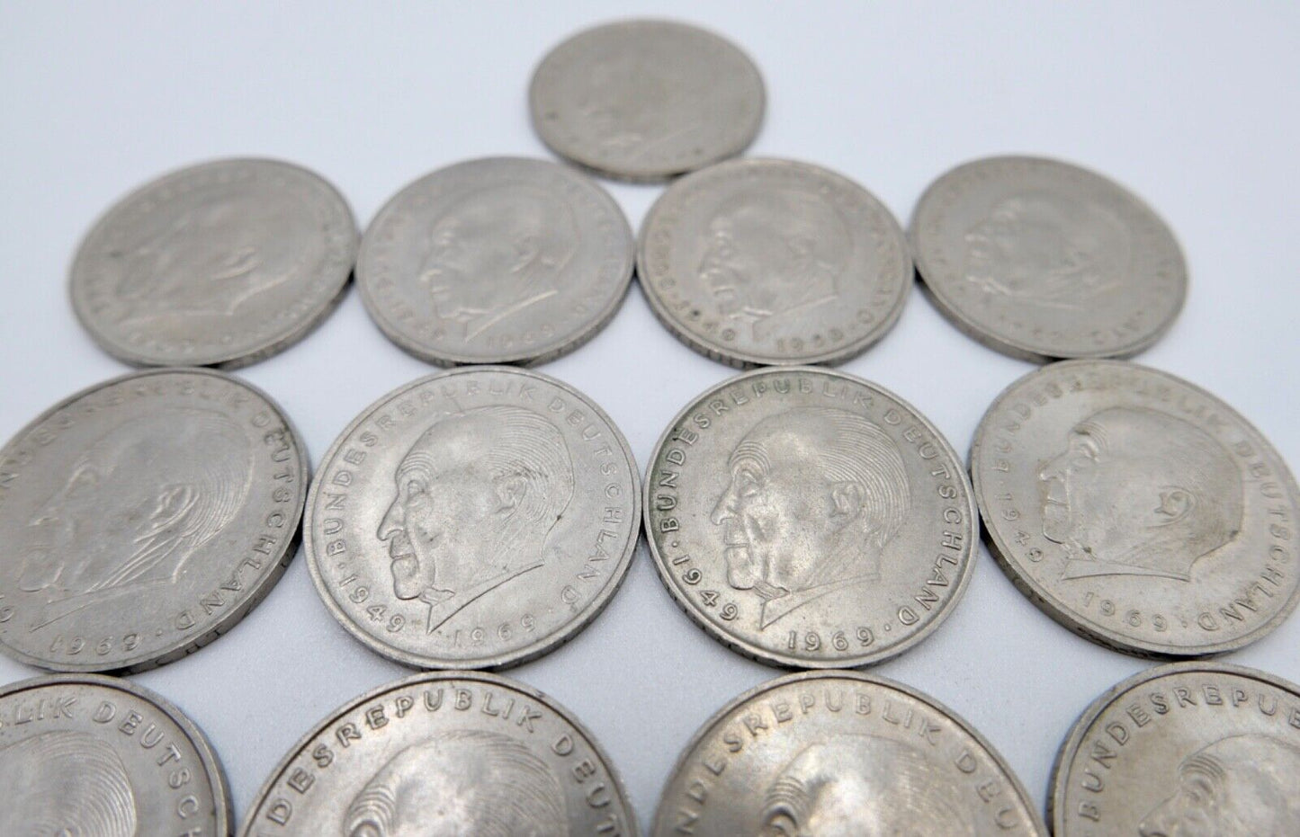 17x 2 DM Mark Konrad Adenauer 1969 - 1973 Jäger J.406 - Antikhandel-Stuttgart