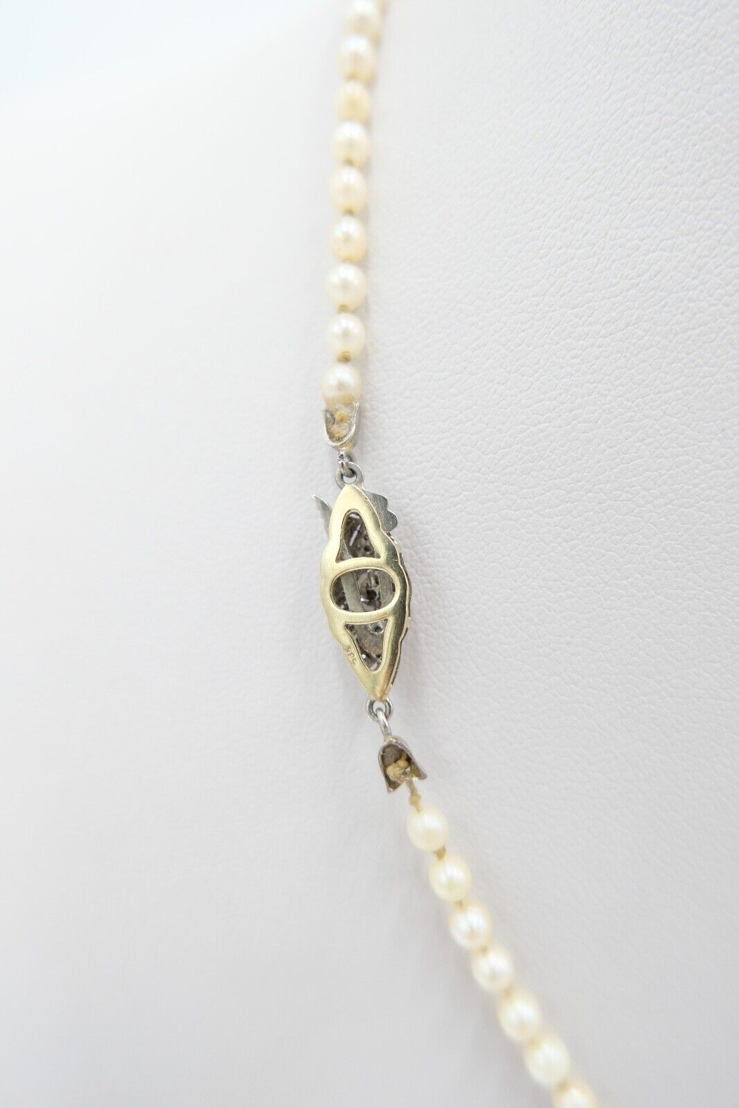 40er Jahre Perlenkette Collier Zuchtperle 47 cm Gold 585 / 14K Perlen Ø 7,1 mm - Antikhandel-Stuttgart