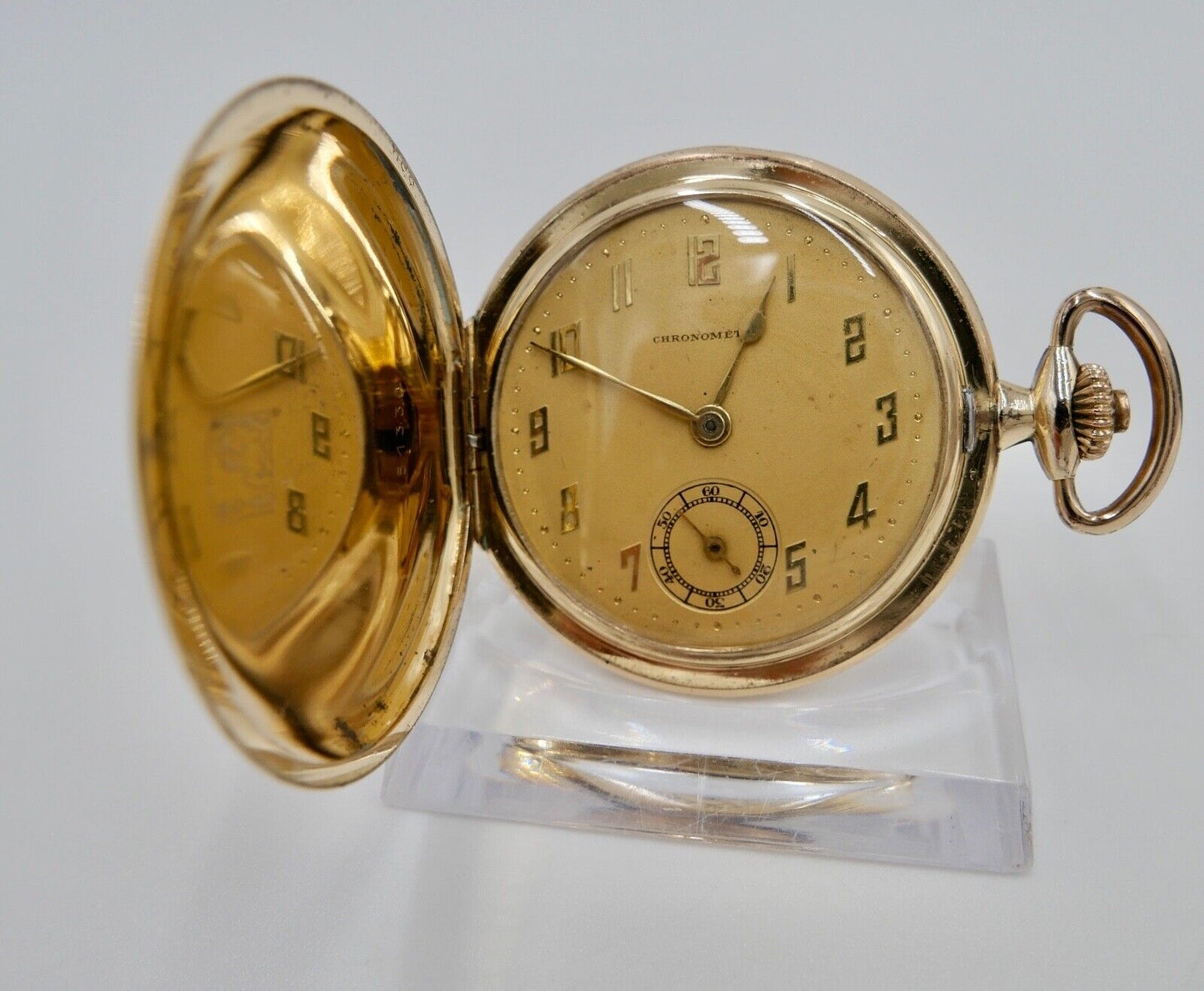 CHRONOMETRE Savonette Taschenuhr Ø 44mm vergoldet BAYARD Ritter - Antikhandel-Stuttgart