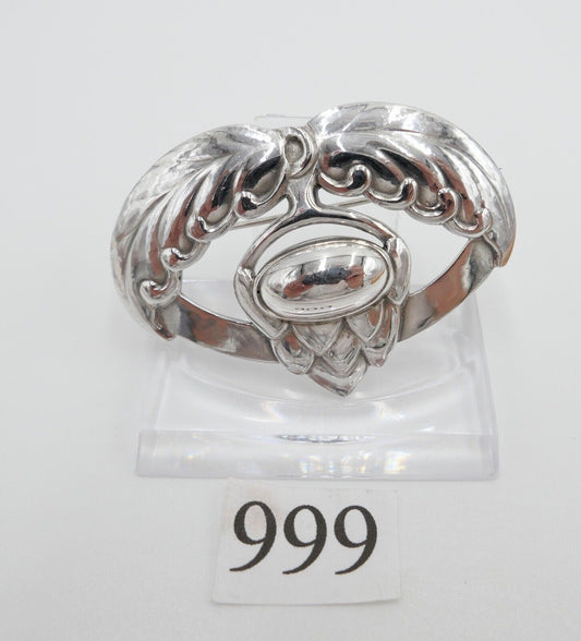 Alte große Georg Jensen 925 Sterling Silber Brosche GJ Pinienzapfen Artischocke - Antikhandel-Stuttgart