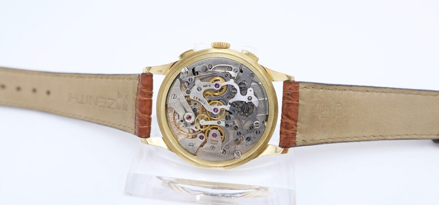 50er Jahre Zenith Excelsior Park Chronograph 750 / 18K Gold Cal. 143-6 - Antikhandel-Stuttgart