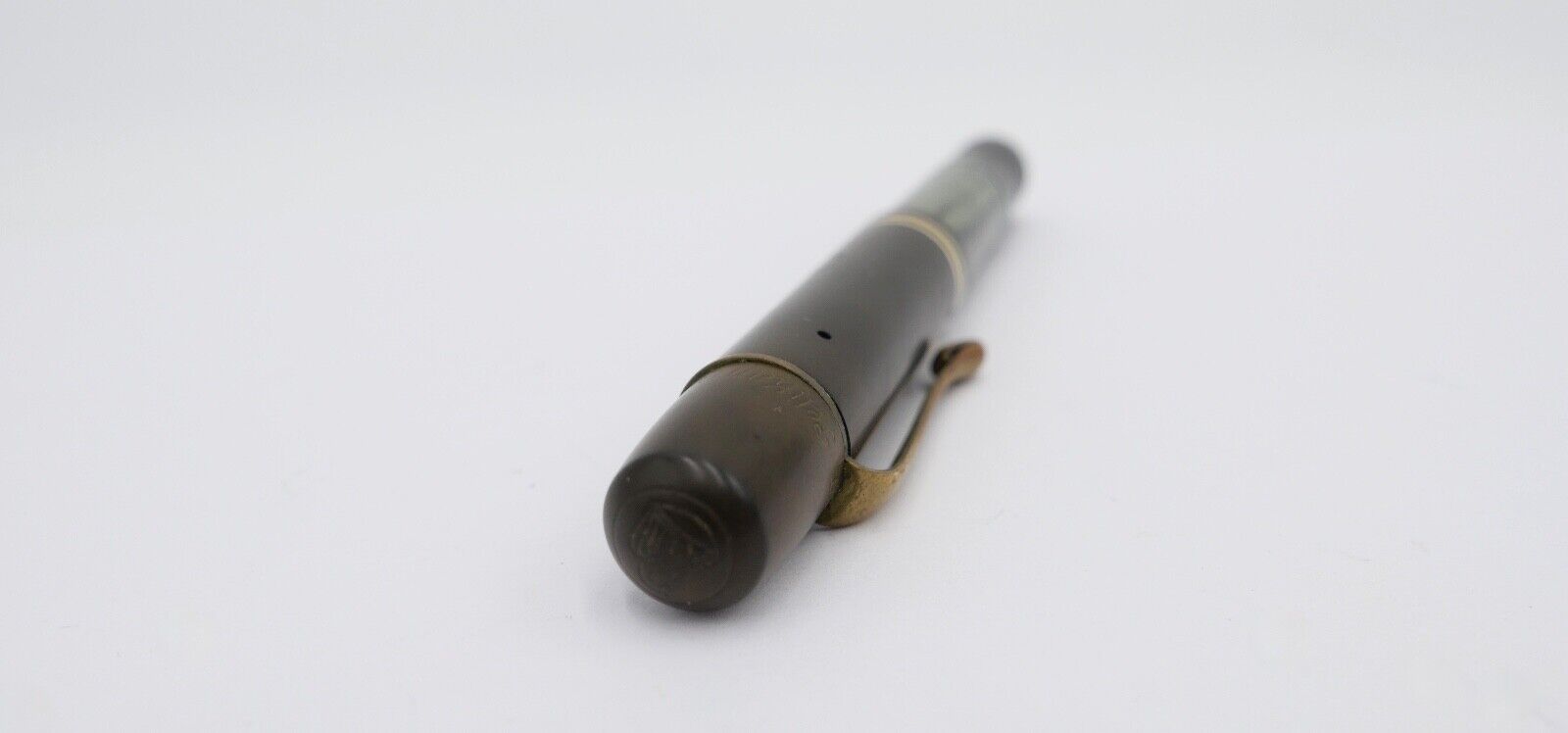 30er PELIKAN 100 Kolbenfüller Füller 585 14Ct Gold Feder grün schwarz gestreift - Antikhandel-Stuttgart