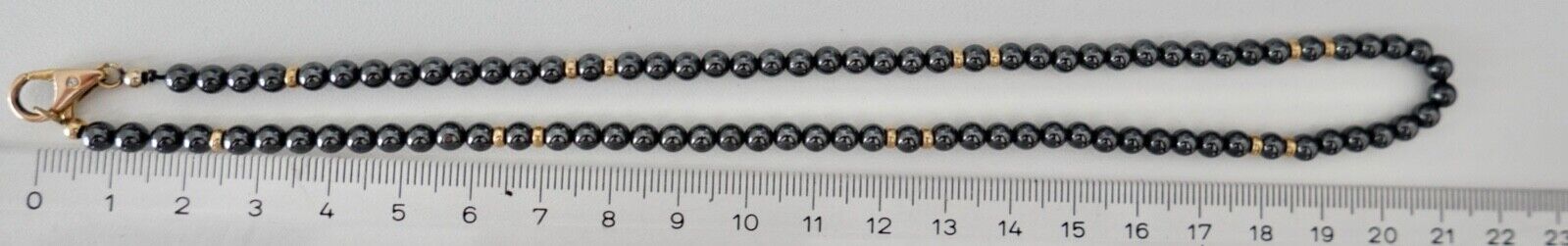 Kette Collier Brillant Blutstein Hämatit 42,5 cm Gold 585 Kugel Perlen Ø 4,3 mm - Antikhandel-Stuttgart