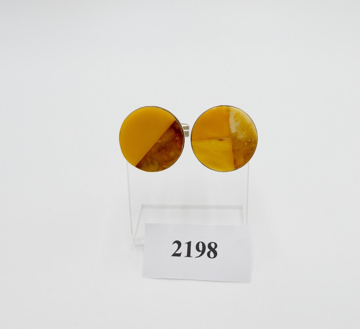 Pärchen alte Bernstein butterscotch Manschettenknöpfe Ø 20mm - Antikhandel-Stuttgart