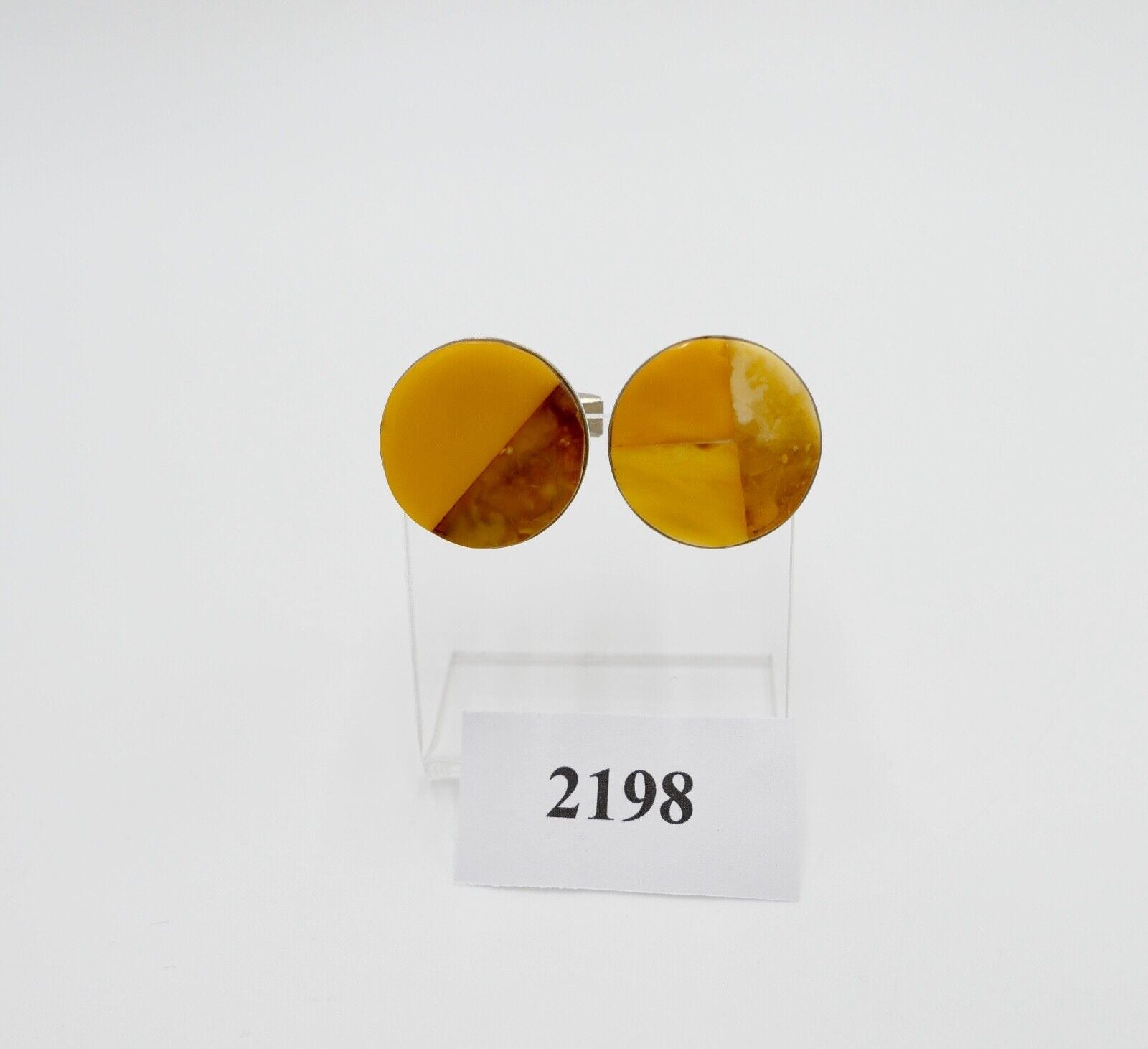 Pärchen alte Bernstein butterscotch Manschettenknöpfe Ø 20mm - Antikhandel-Stuttgart