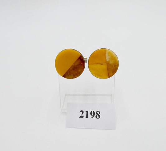 Pärchen alte Bernstein butterscotch Manschettenknöpfe Ø 20mm - Antikhandel-Stuttgart
