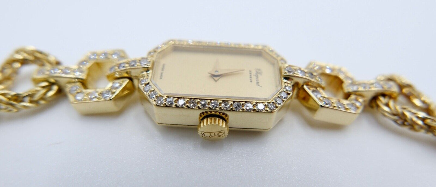 Chopard L.U.C. Damen 750 Gelbgold Armbanduhr 20x13mm 71 Brillanten 1,06 Ct G3736 - Antikhandel-Stuttgart