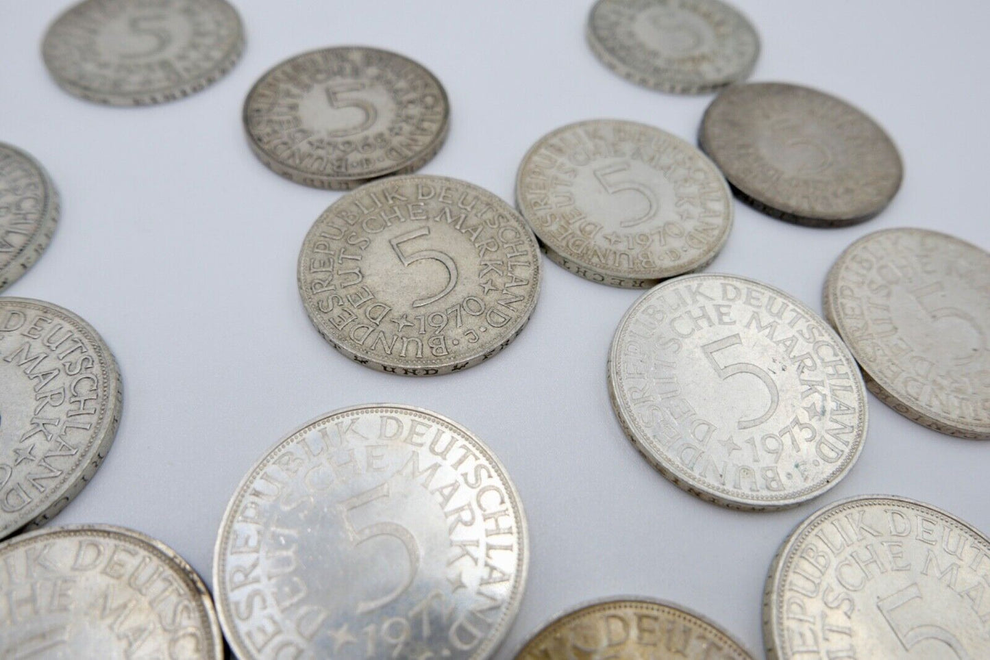 1951-1974 Konvolut LOT 34x 5 DM Silbermünzen J.387 Silberadler PP Heiermann - Antikhandel-Stuttgart