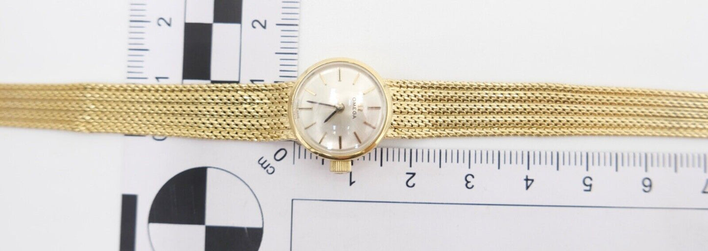 1960er Elegante OMEGA 7173 Gelbgold Damenuhr 750 18K orig. Etui Ø 17mm Kal. 484 - Antikhandel-Stuttgart