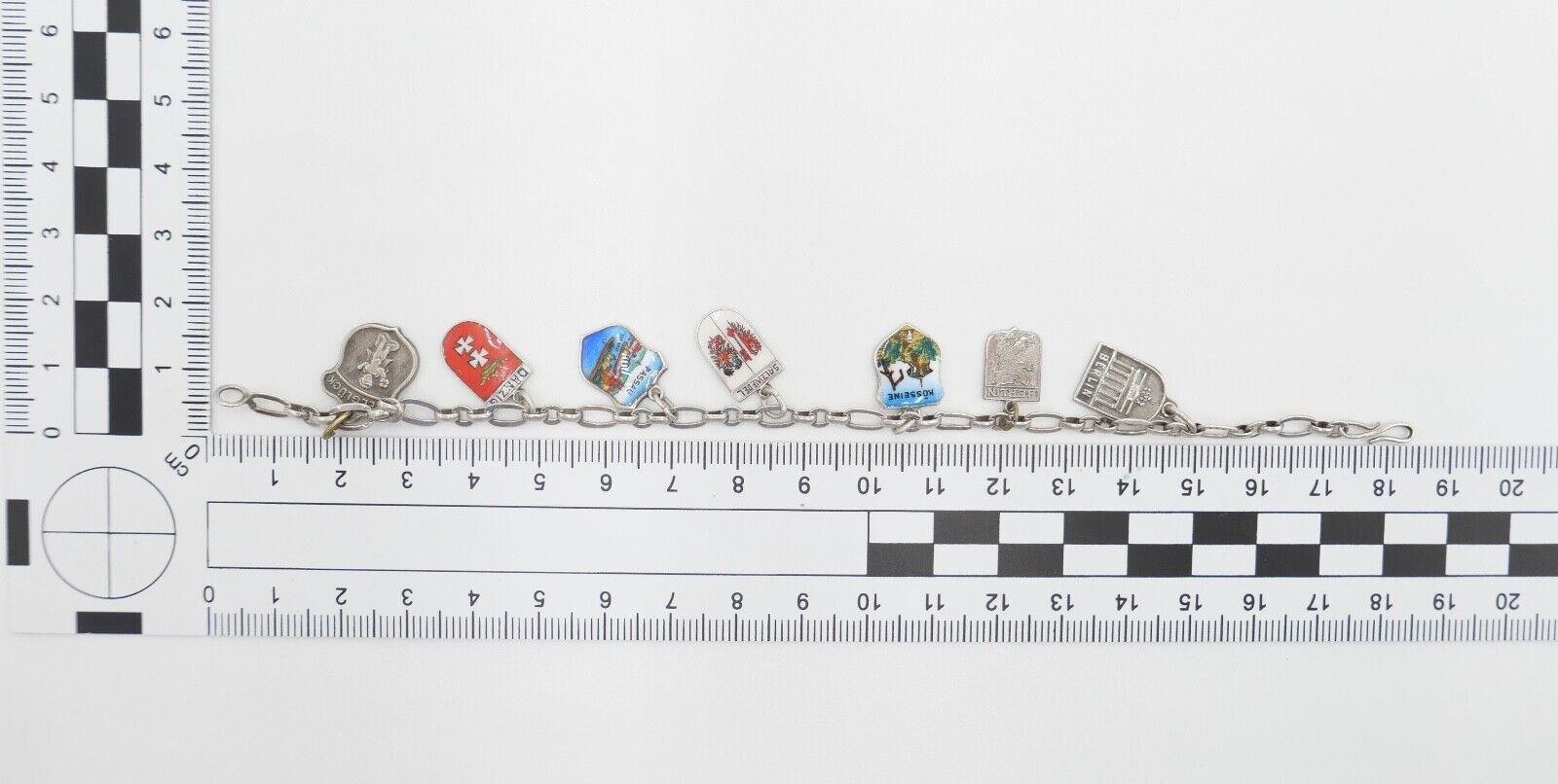 Bettelarmband mit Städte Wappen aus Emaille 800 Silber REU ANTIKO EHJ - Antikhandel-Stuttgart