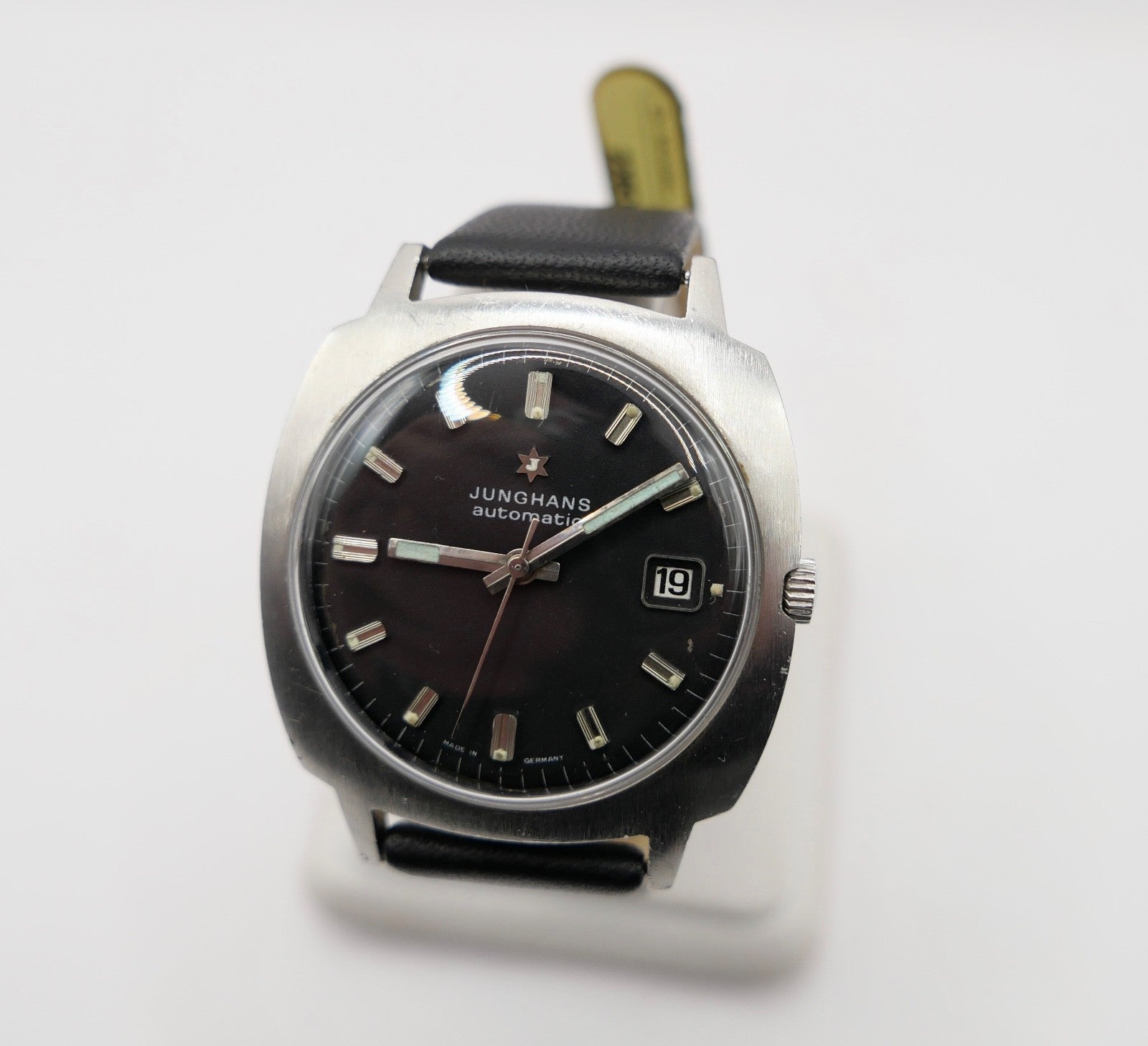 1970er Junghans Automatic Herrenuhr Cal. Eta 2472 schwarzes Zifferblatt