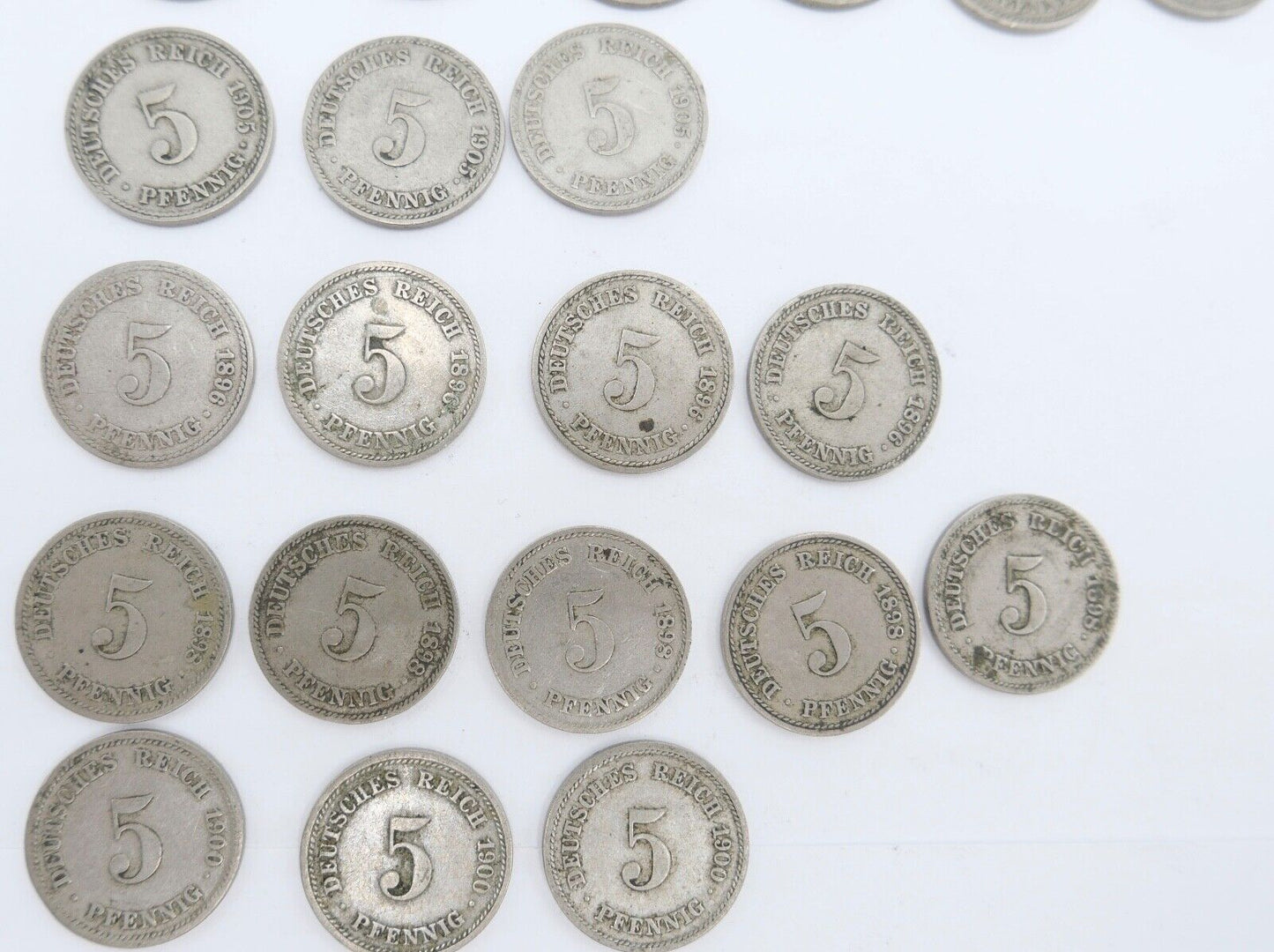 33x 5 Pfennig 1890 - 1905 A D E F G J großer Adler Jäger J.12 ss - stg - Antikhandel-Stuttgart