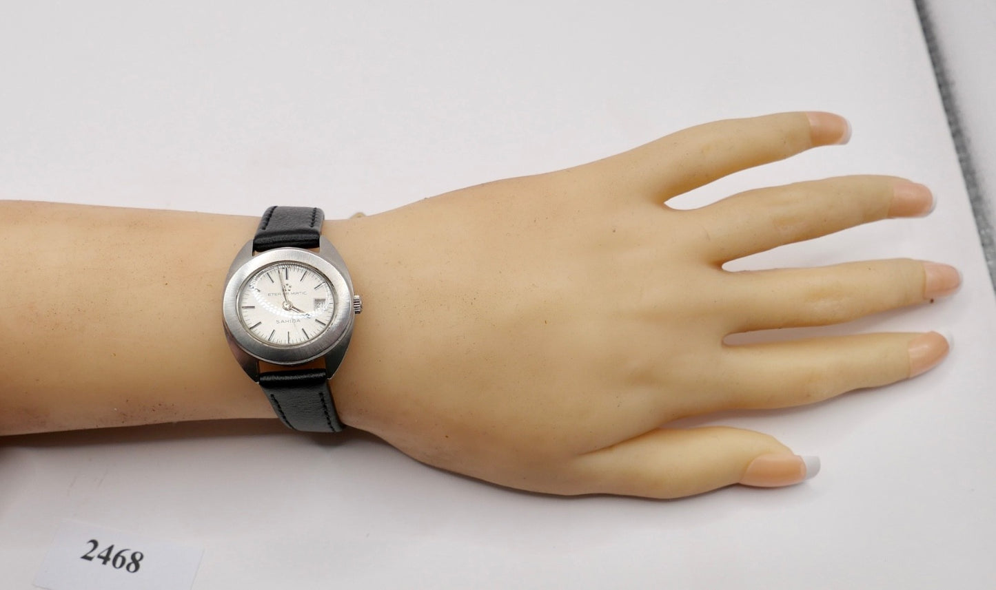 70er Eterna-Matic Sahida Damenuhr Automatic graues Zifferblatt 161T Cal. 12671