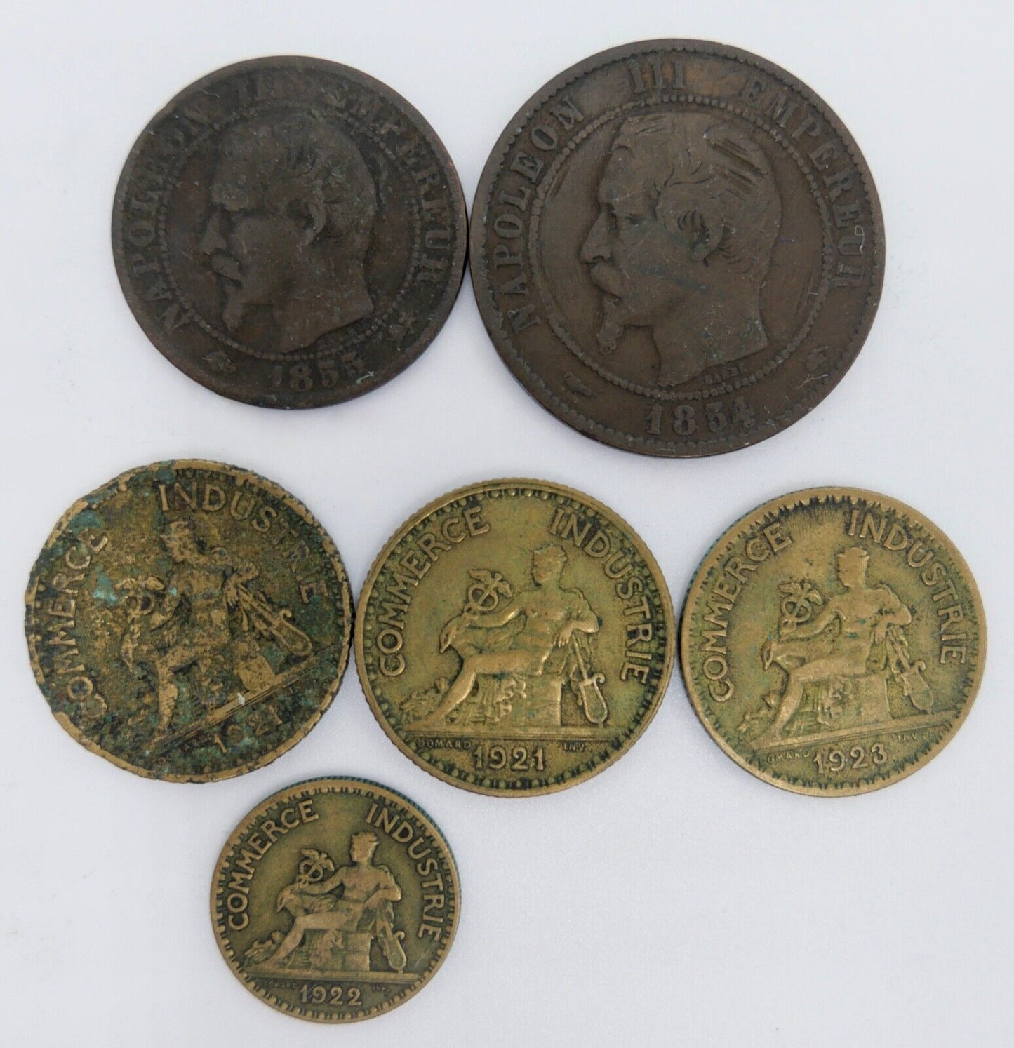 Konvolut Frankreich Napoleon III 1854 1855 3x 1 Franc 50 Centimes - Antikhandel-Stuttgart