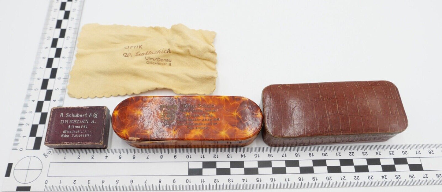 Konvolut alte / antike Etuis Brillen Etui Box Aufbewahrung Schatulle 5 Stück - Antikhandel-Stuttgart