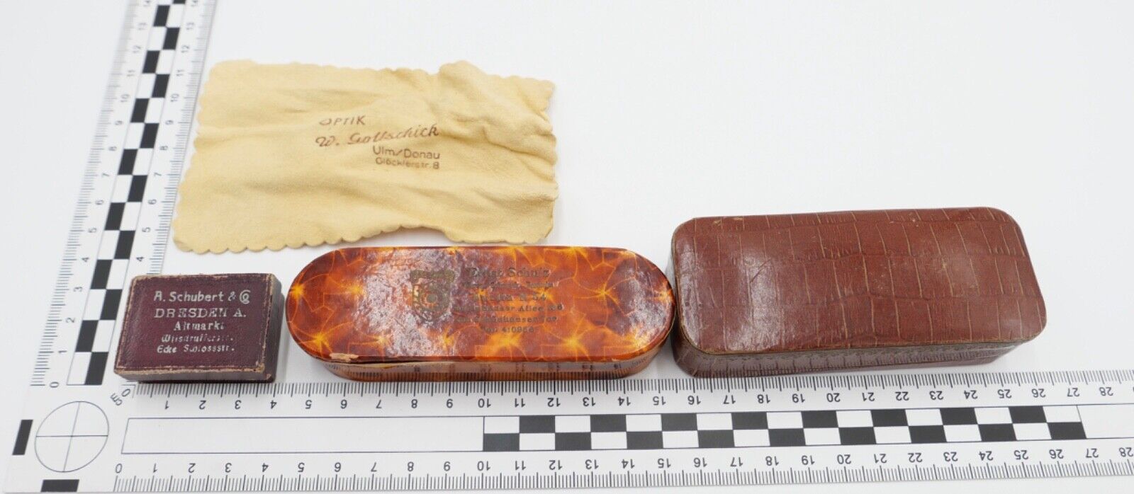 Konvolut alte / antike Etuis Brillen Etui Box Aufbewahrung Schatulle 5 Stück - Antikhandel-Stuttgart